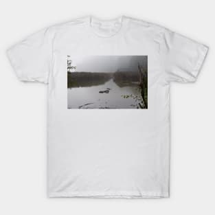 Autumn lake in the fog T-Shirt